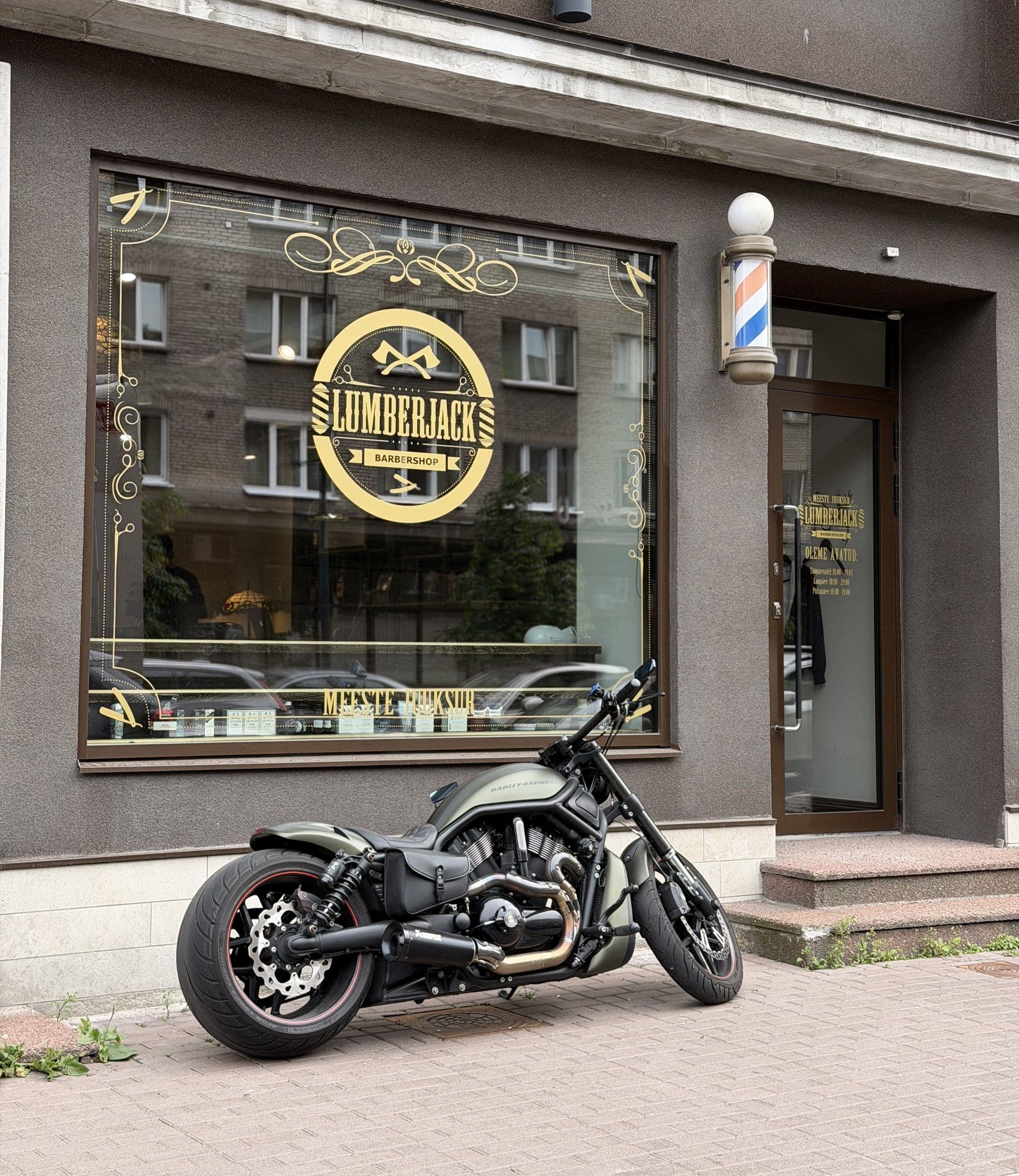 Lumberjack Barbershop facade at Pronksi 3 in Tallinn