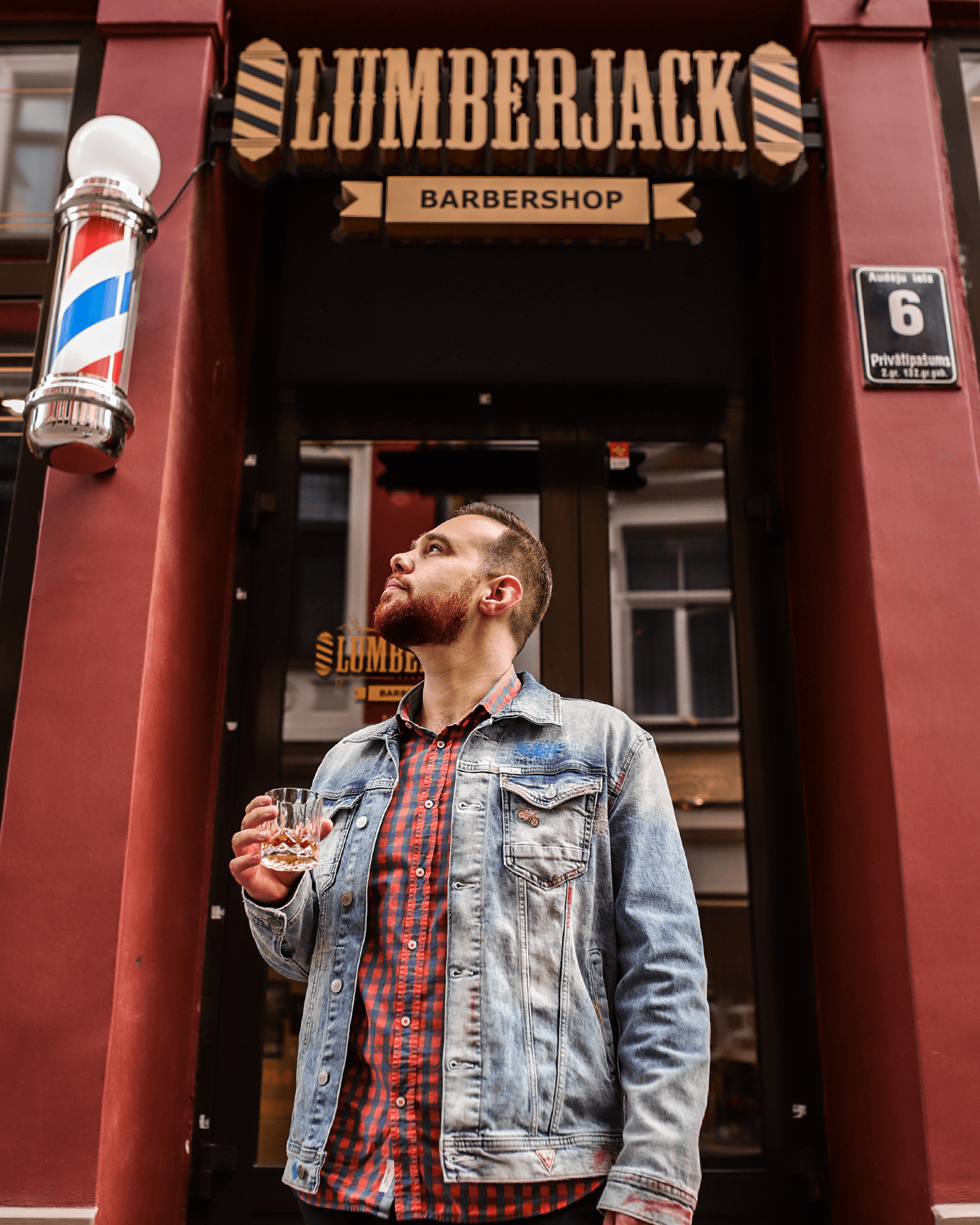 Lumberjack Barbershop facade at Audēju iela 6 in Riga